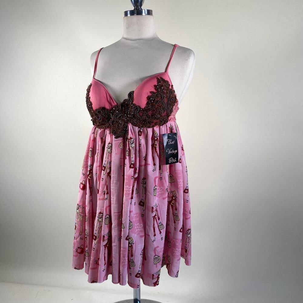Vintage pink shopping babydoll dress